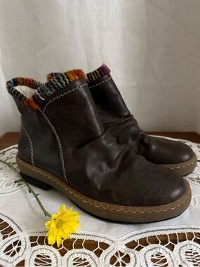 Rieker Felicitas 55 Ankle Boots Brown Knit Cuff Zip Women’s EU 38 US 7.5 EUC